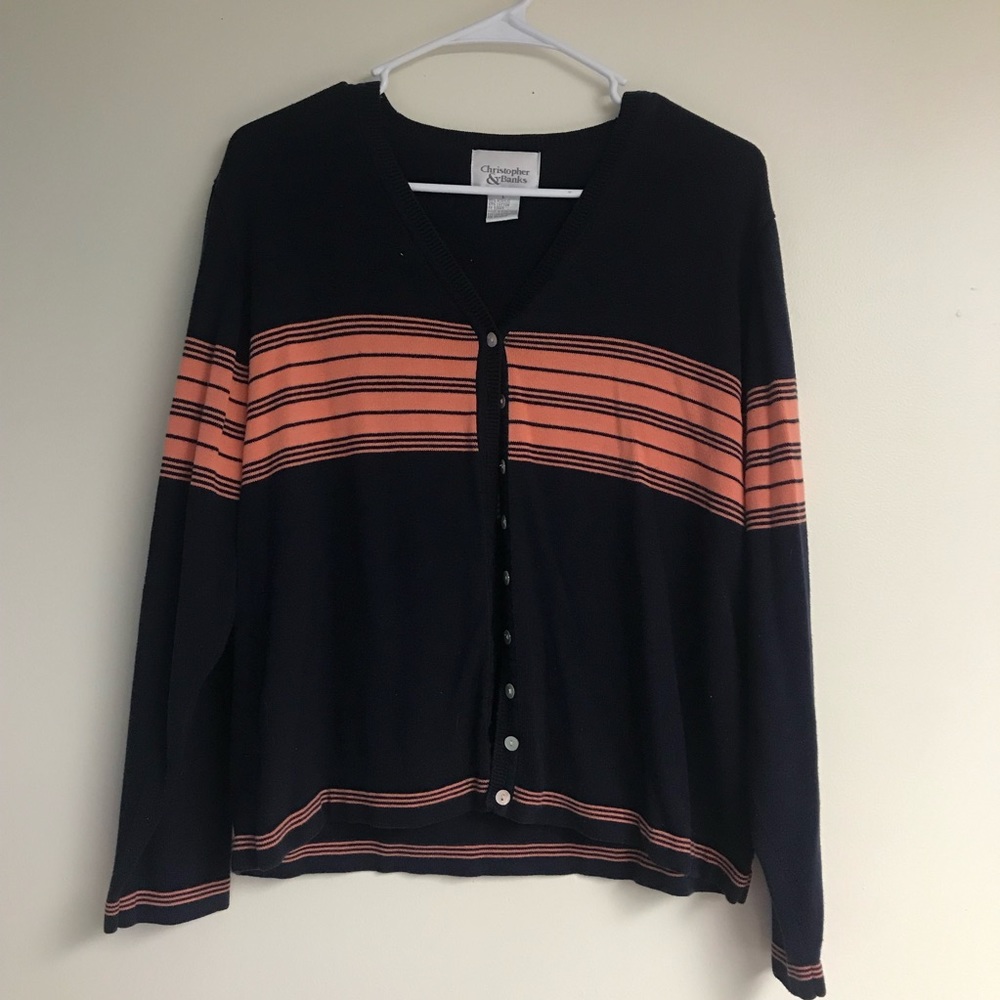Christopher&Banks Navy and Pink Cardigan
